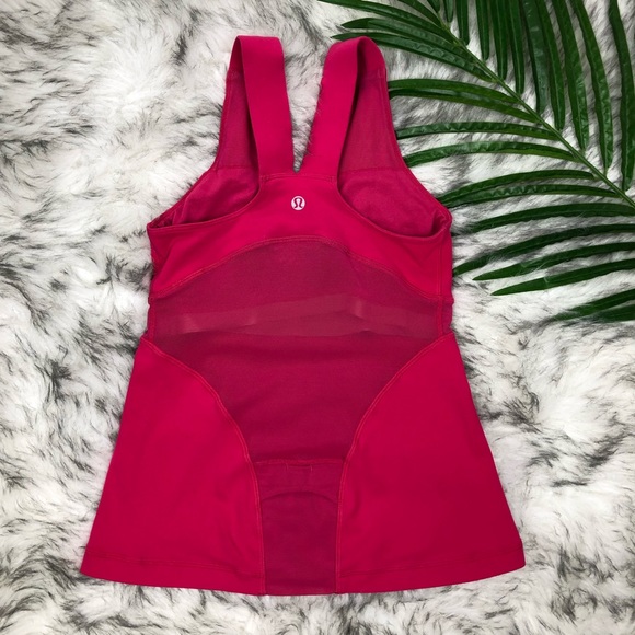 lululemon athletica Tops - Lululemon Womens Top Hot Pink Size 4 V neck Mesh
